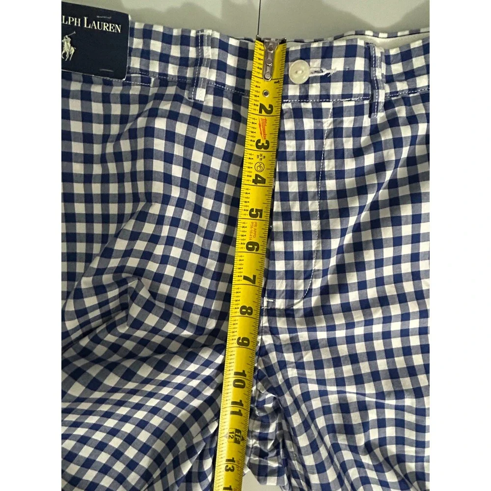 Polo Ralph Lauren Mens Gingham Shorts Navy Blue White Check Cotton Size‎ 33 NEW